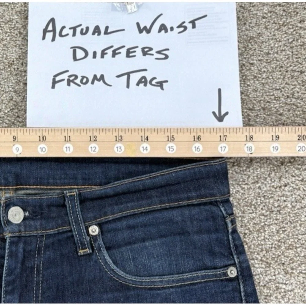 Levis 513 Slim Straight Jeans Mens 32x30 (Fits 34x30) Blue Dark Wash Wallet Fade